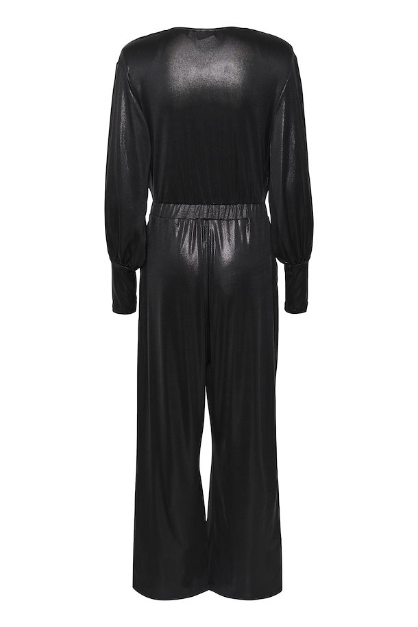 Black And White Long Sleeve Faux Leather Jumpsuit