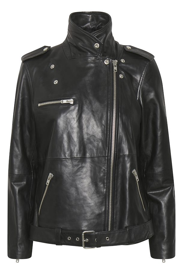 Gestuz Black ZoraGZ Leather jacket – Shop Black ZoraGZ Leather jacket here