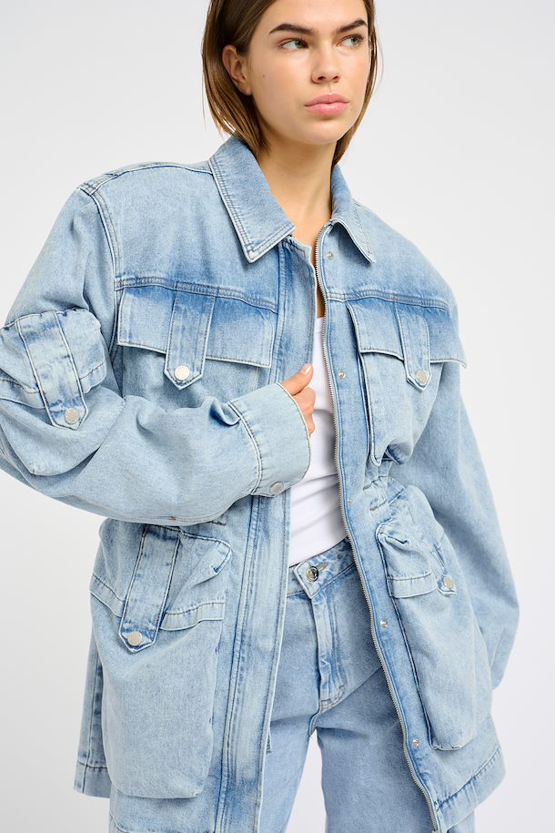 light blue oversized denim jacket